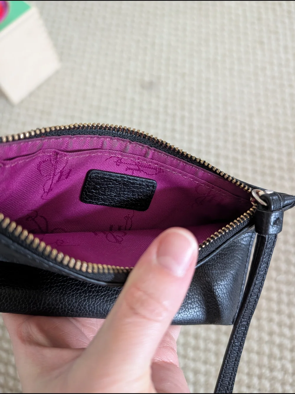 Cole Haan Black Leather Wristlet Clutch